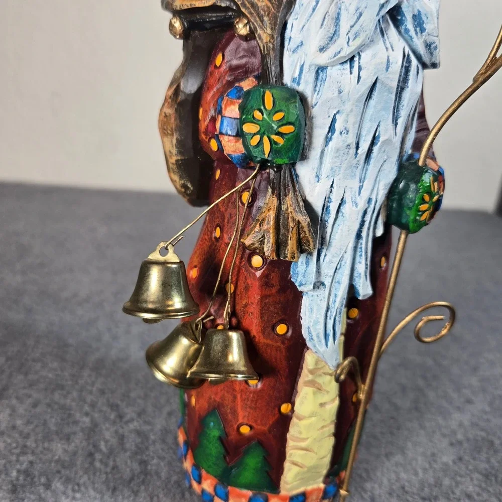 Vintage Folk Art Pencil Santa Figurine 11.5